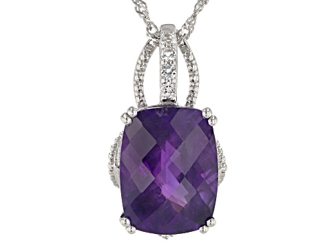 Purple African Amethyst Rhodium Over 