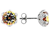 Multi Color Quartz rhodium over silver stud earrings 3.42ctw