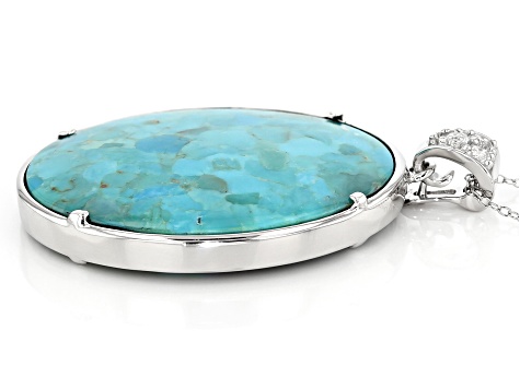Abalone Shell, Turquoise & White Topaz Rhodium Over Silver