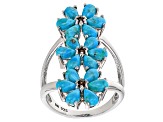 Blue Turquoise Rhodium Over Silver Ring .11ctw