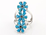Blue Turquoise Rhodium Over Silver Ring .11ctw