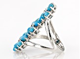 Blue Turquoise Rhodium Over Silver Ring .11ctw