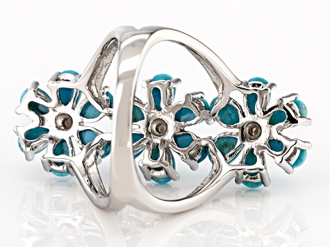 Blue Turquoise Rhodium Over Silver Ring .11ctw