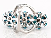 Blue Turquoise Rhodium Over Silver Ring .11ctw