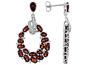 Red garnet rhodium over silver earrings 8.67ctw