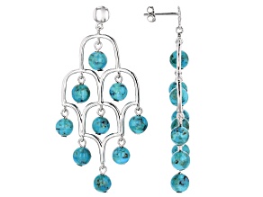 Blue Turquoise Rhodium Over Sterling Silver Earrings