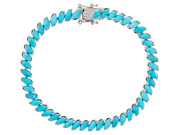 Picture of Blue Sleeping Beauty Turquoise rhodium over silver bracelet