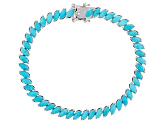 Blue Sleeping Beauty Turquoise rhodium over silver bracelet