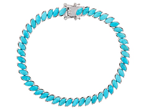 Blue Sleeping Beauty Turquoise rhodium over silver bracelet