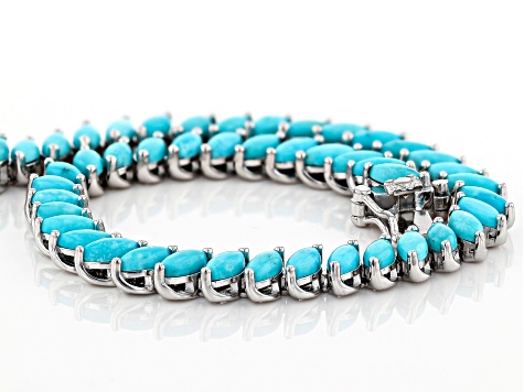 Blue Sleeping Beauty Turquoise rhodium over silver bracelet