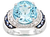 Sky Blue Topaz rhodium over sterling silver ring 7.37ctw