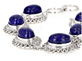 Blue Lapis Lazuli Rhodium Over Sterling Silver Bracelet