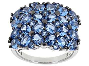 Picture of Blue spinel rhodium over sterling silver ring 3.71ctw