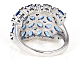 Blue Lab Created Spinel Rhodium Over Sterling Silver Ring 3.71ctw