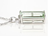 Green Prasiolite rhodium over silver pendant with chain 10.63ctw