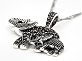 Gray marcasite silver elephant pendant with chain .04ct