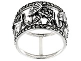 Gray marcasite sterling silver ring