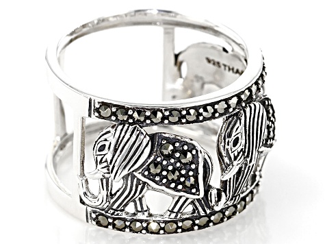 Gray marcasite sterling silver ring