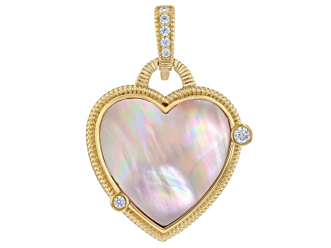 Judith Ripka Pink Mother-of-Pearl and White Cubic Zirconia 14K
