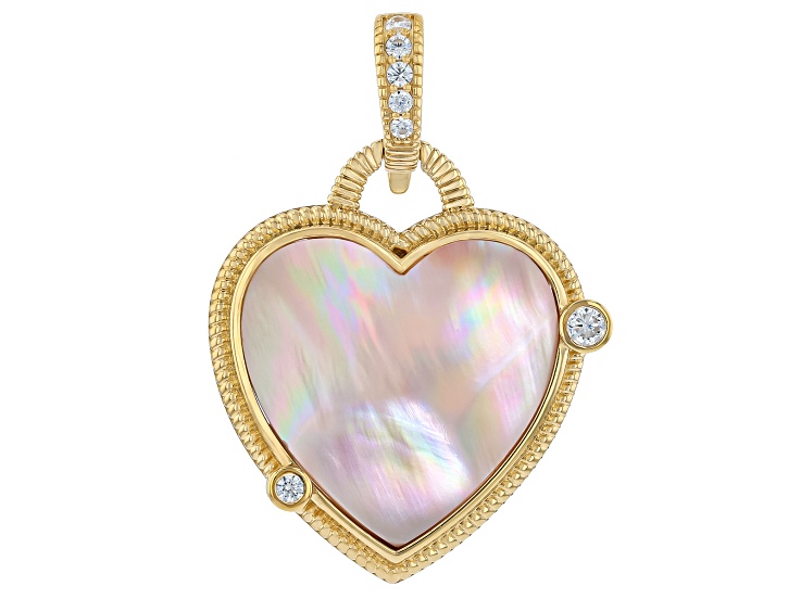 Judith Ripka Pink Mother-of-Pearl and White Cubic Zirconia 14K