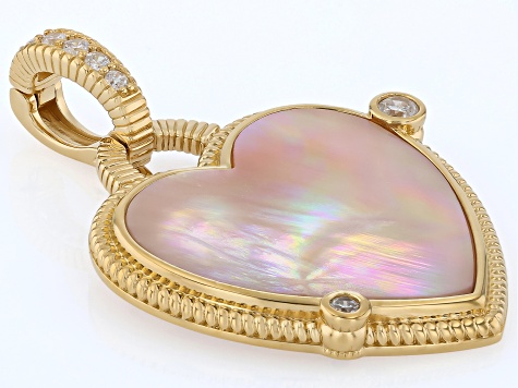 Judith Ripka Pink Mother-of-Pearl and White Cubic Zirconia 14K