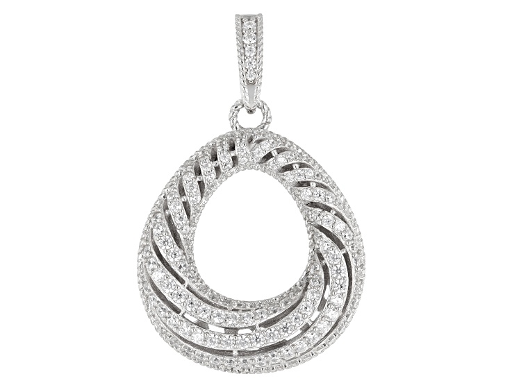 Judith Ripka White Cubic Zirconia Rhodium Over Sterling Silver Enhancer 2.47ctw