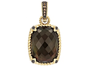 Judith Ripka 20x15mm Brown Smoky Quartz Doublet 14k Gold Clad Enhancer