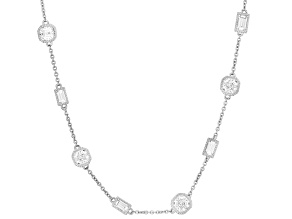 Judith Ripka White Cubic Zirconia Rhodium Over Sterling Silver 36" Station Necklace 27.47ctw