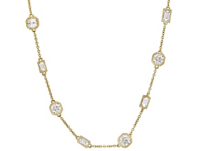 Judith Ripka White Cubic Zirconia 14k Gold Clad 36" Station Necklace 27.47ctw