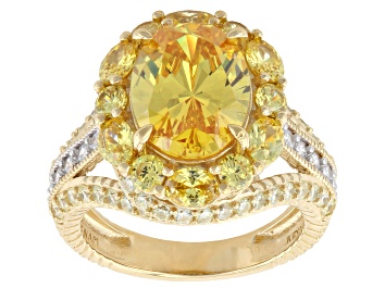 Picture of Judith Ripka Canary and White Cubic Zirconia Rhodium and 14k Gold Clad Ring 9.16ctw