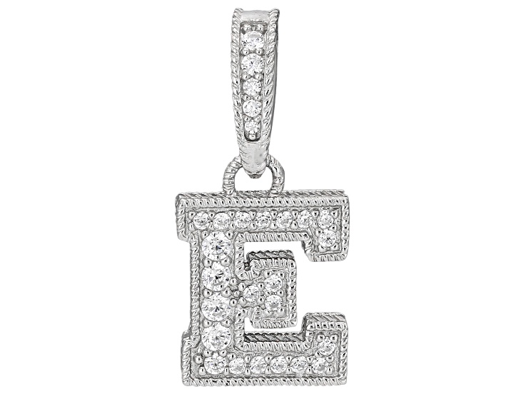 Judith Ripka White Cubic Zirconia Rhodium Over Silver "E for Elegance" Enhancer Charm 0.57ctw