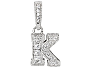Judith Ripka White Cubic Zirconia Rhodium Over Silver "K for Kindness" Enhancer Charm 0.48ctw