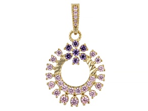 Judith Ripka Pink and Purple Cubic Zirconia 14k Gold Clad Enhancer 2.47ctw