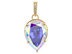 Judith Ripka Aurora Borealis and White Cubic Zirconia 14k Gold Clad Enhancer 19.73ctw