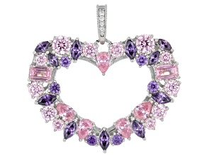 Judith Ripka White, Pink, and Purple Cubic Zirconia Rhodium Over Sterling Silver Enhancer 14.51ctw
