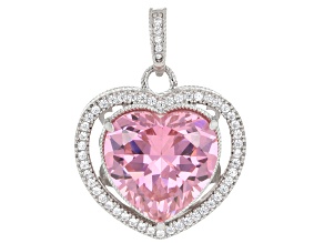 Judith Ripka Pink and White Cubic Zirconia Rhodium Over Sterling Silver Enhancer 36.69ctw