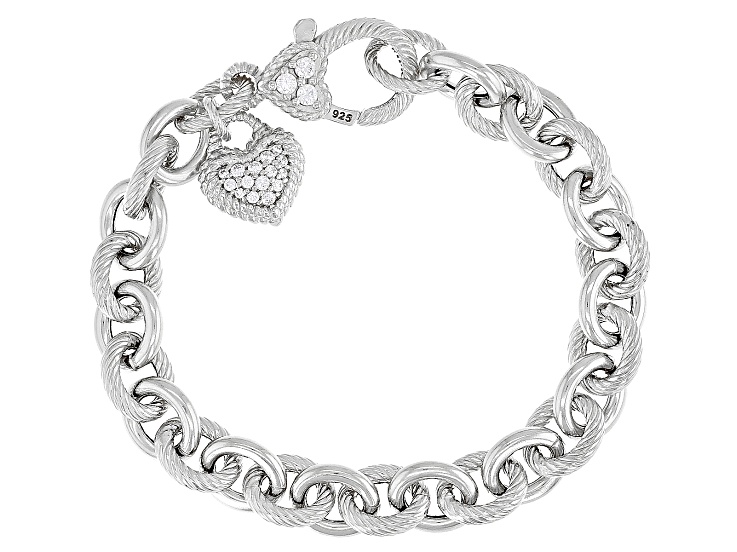 Judith Ripka Cubic Zirconia Accents Rhodium Over Silver
