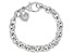 Judith Ripka Cubic Zirconia Accents Rhodium Over  Silver Rolo Link Heart Verona Bracelet 0.60ctw