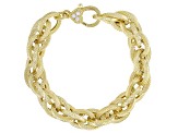 Judith Ripka Cubic Zirconia Accents 14k Gold Clad Tripla Rolo Link Verona Bracelet 0.15ctw