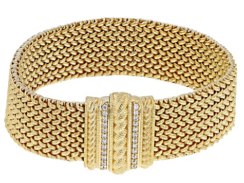 Judith Ripka Pave Cubic Zirconia Accents 14k Gold Clad Woven Verona Bracelet 0.30ctw