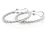 Judith Ripka 1.5" Rhodium Over Sterling Silver Textured Verona Hoop Earrings