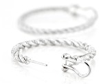 Judith Ripka 1.5" Rhodium Over Sterling Silver Textured Verona Hoop Earrings