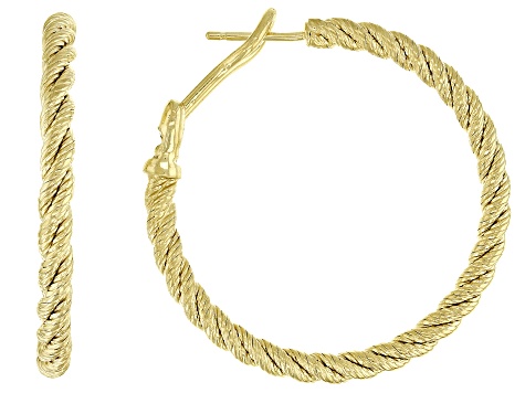Judith Ripka 1.5" 14k Gold Clad Textured Verona Hoop Earrings