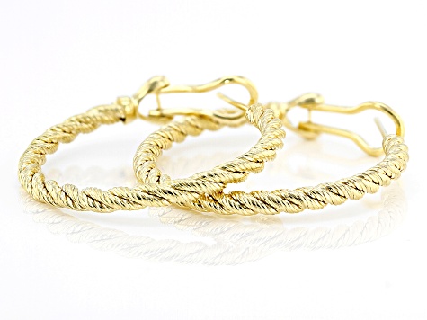 Judith Ripka 1.5" 14k Gold Clad Textured Verona Hoop Earrings