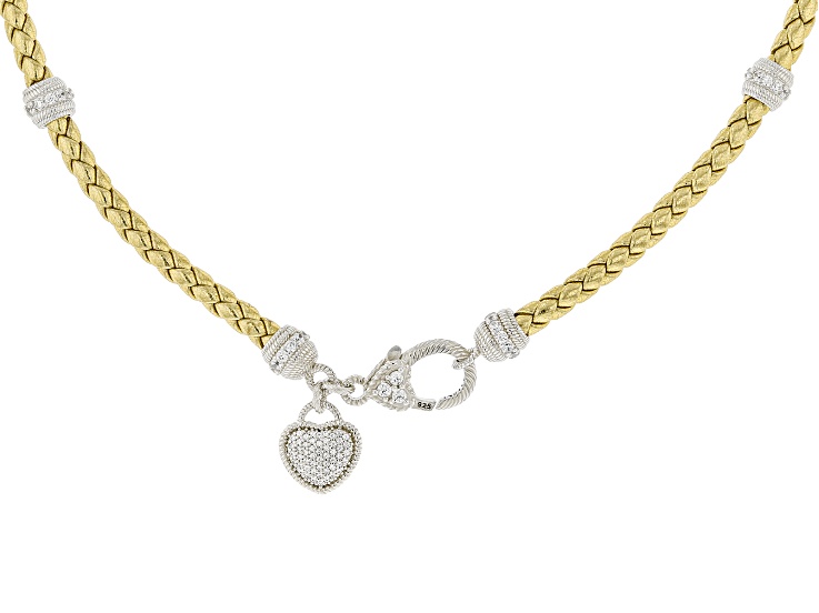 Judith Ripka Bella Luce® Braided Gold Faux Leather Rhodium Judith Ripka Bella Luce® Braided Gold Faux Leather Rhodium