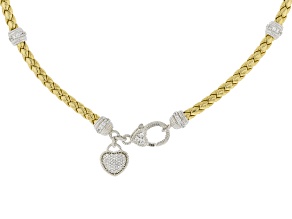 Judith Ripka Bella Luce® Braided Gold Faux Leather Rhodium Over Sterling Verona Station Necklace