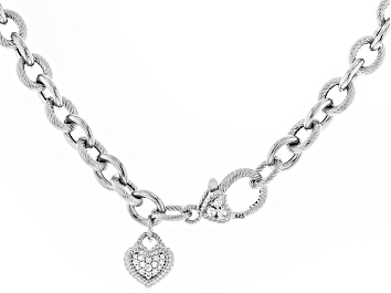 Picture of Judith Ripka Cubic Zirconia Accents Rhodium Over Sterling Silver Rolo Link Verona Necklace 0.60ctw
