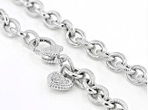 Judith Ripka Cubic Zirconia Accents Rhodium Over Silver Verona Romance Link Necklace 0.60ctw