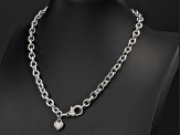 Judith Ripka Cubic Zirconia Accents Rhodium Over Sterling Silver Rolo Link Verona Necklace 0.60ctw