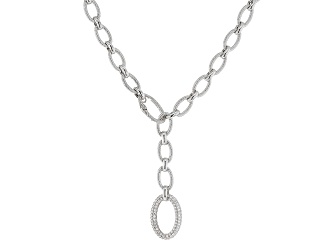 Judith Ripka Bella Luce® Rhodium Over Sterling Silver Textured Oval Rolo Adjustable Verona Necklace